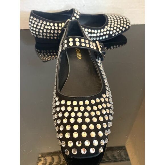 Olomisa Black Rhinestones Ballet Flats for Women Shoes SZ 9 Mary Jane Flats - Picture 12 of 12